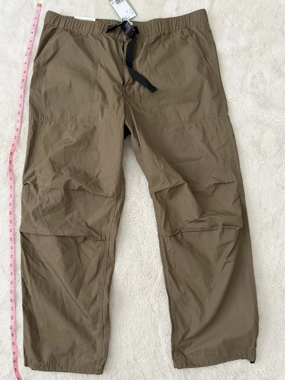 H&M Olive Brown Cargo Pants with Black Web Belt